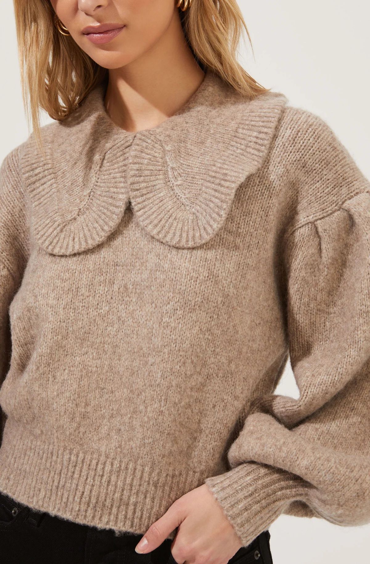 Dashwood Puff Sleeve Oversized Collar Sweater | ASTR The Label (US)