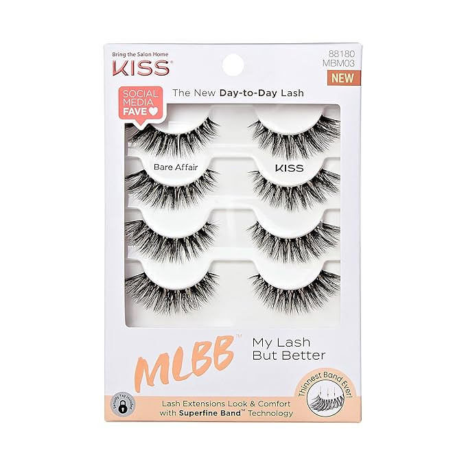 KISS My Lash But Better Fake Eyelashes Multipack – Bare Affair, 4-Pair Pack, Invisible, Lightwe... | Amazon (US)