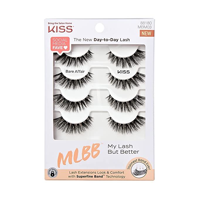 KISS My Lash But Better Fake Eyelashes Multipack – Bare Affair, 4-Pair Pack, Invisible, Lightwe... | Amazon (US)