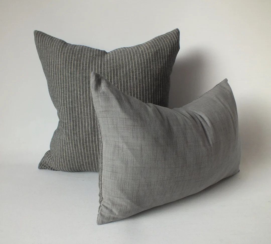 Grey Striped  Pillow Cover Sashimi Decorative Cushion case Throw Pillows floor cushions sofa-cush... | Etsy (US)