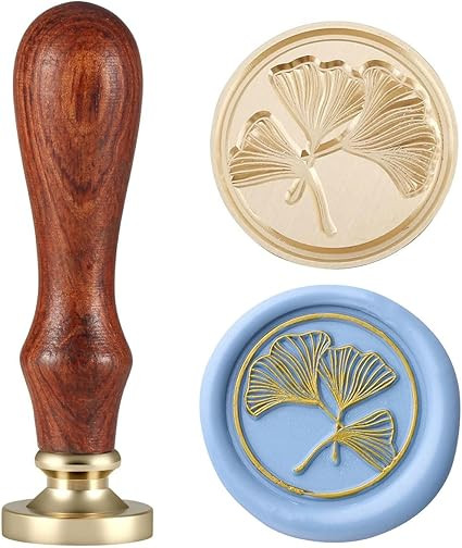 Yoption Ginkgo Leaf Wax Seal Stamp, Vintage Wooden Handle Removable Brass Head Sealing Wax Stamp,... | Amazon (US)