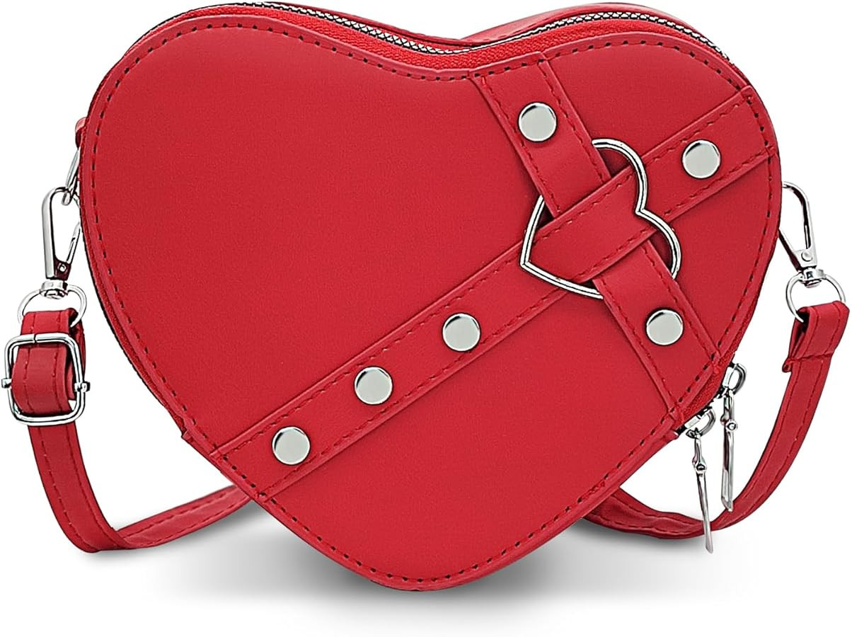 WisePoint Heart Shaped Bag, PU Leather Small Crossbody Bags Heart Shaped Crossbody Purse, Heart P... | Amazon (US)