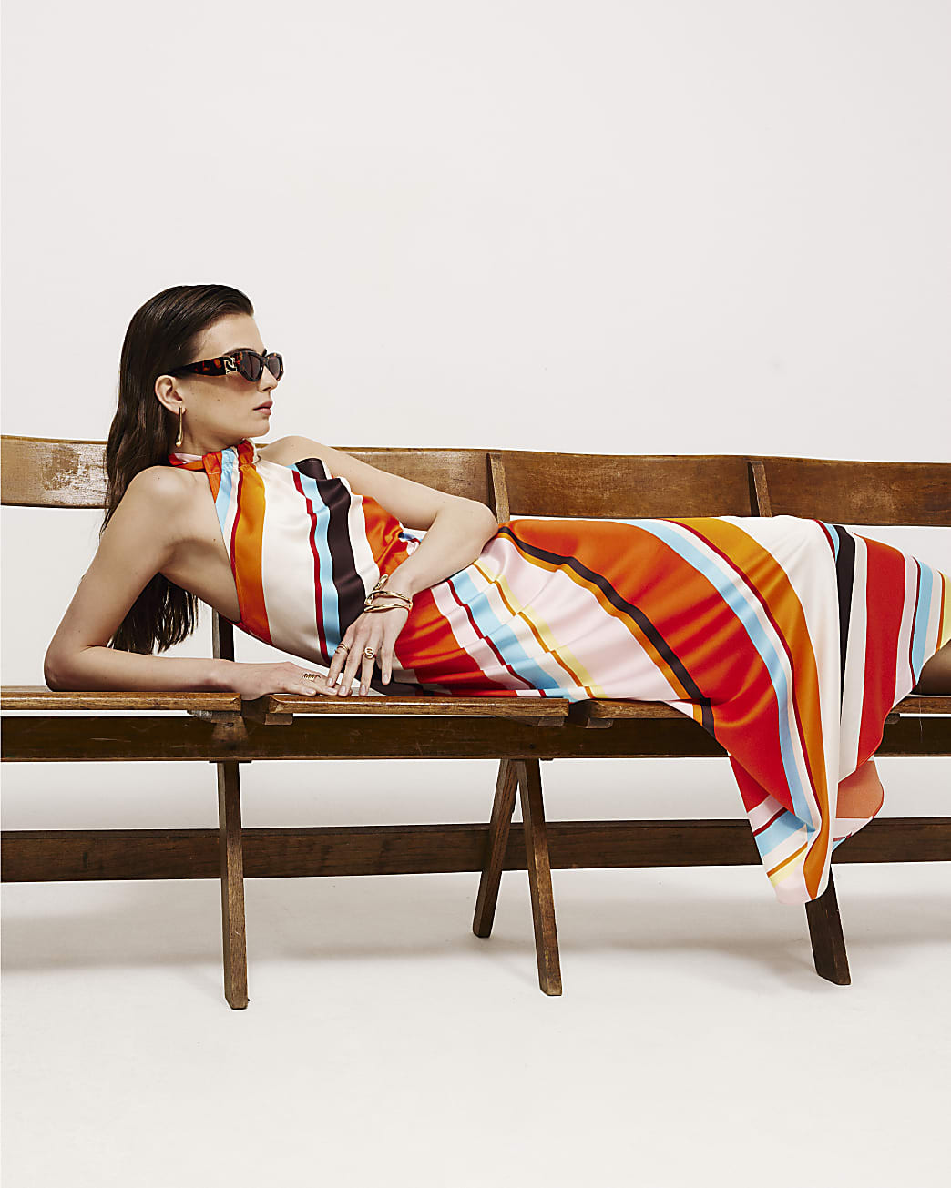 Orange Halter Satin Maxi Dress | River Island UK & IE