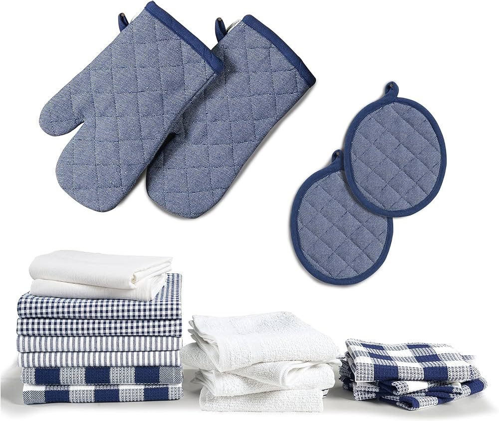 LANE LINEN Flour Sack Dish Towels Set - 20 Pc Kitchen Towel Set with Kitchen Pot Holders and Oven... | Amazon (US)