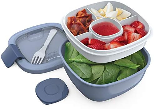Bentgo® Salad - Stackable Lunch Container with Large 54-oz Salad Bowl, 4-Compartment Bento-Style... | Amazon (US)