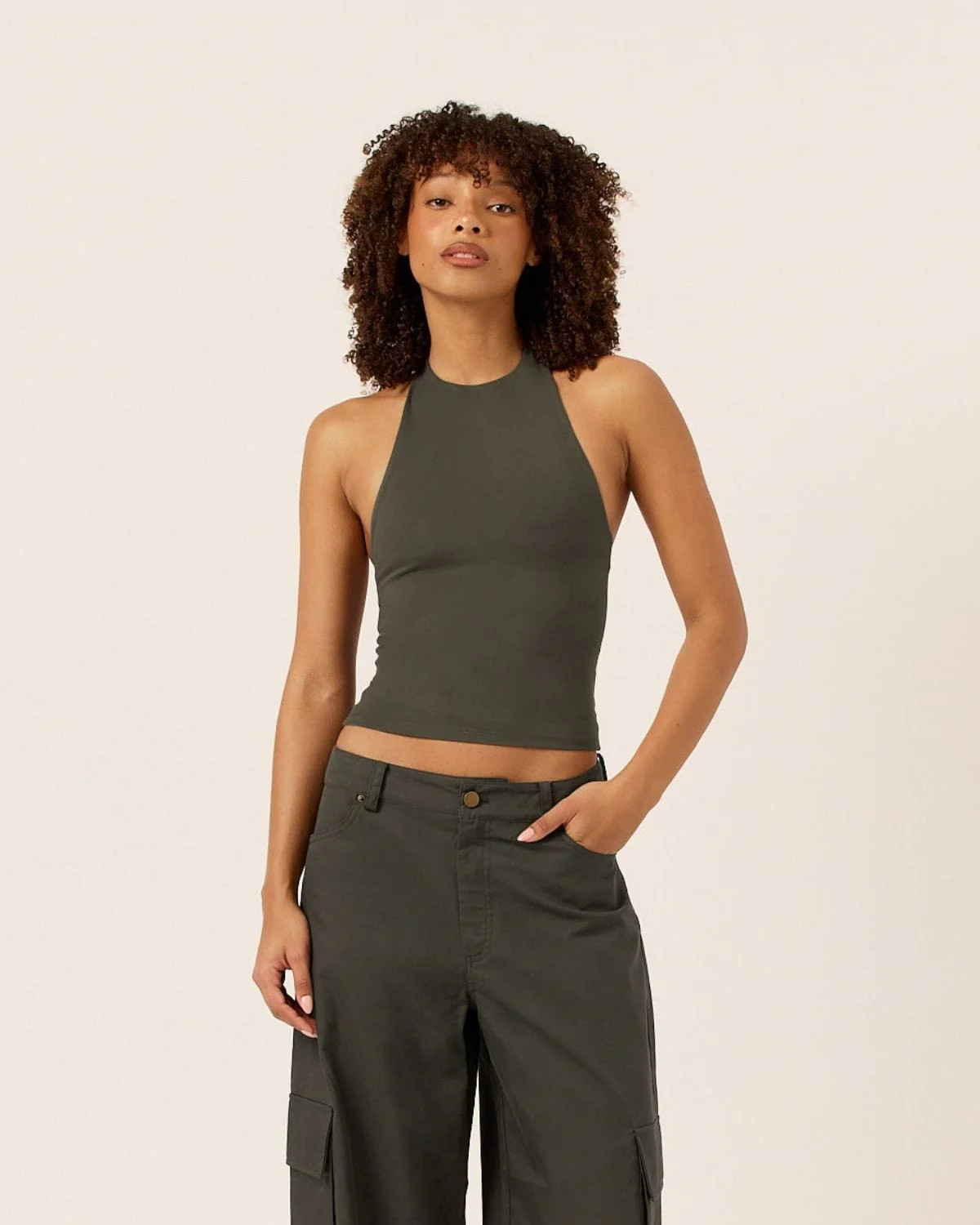 Serenity Demi Tank | Deep Olive | Crop Shop Boutique US