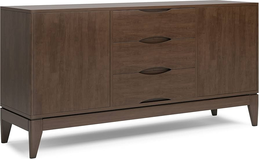 SIMPLIHOME Harper SOLID HARDWOOD 60 Inch Wide Mid Century Design Sideboard Buffet in Walnut Brown... | Amazon (US)