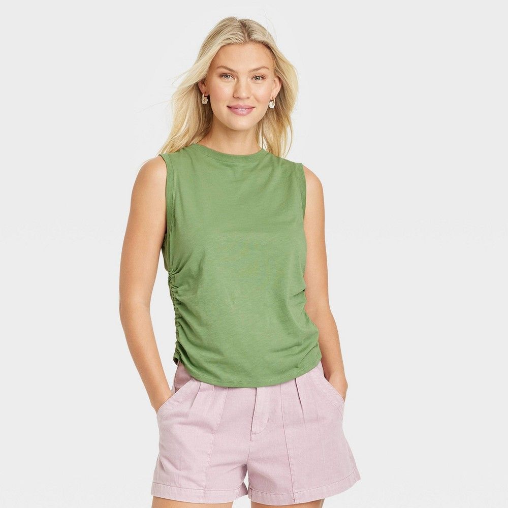 Women's Ruched Tank Top - Universal Thread Green S | Target