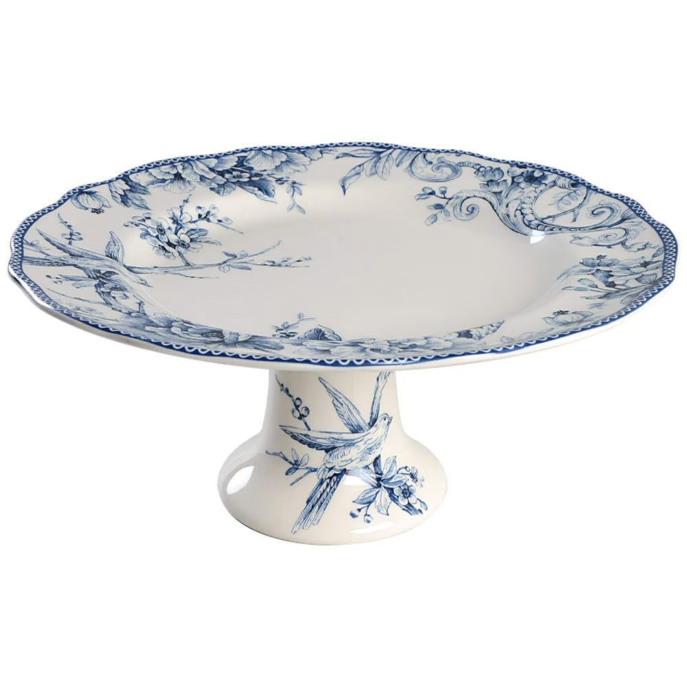Adelaide Blue and White 10" Diameter Pedestal Cake Stand by 222 Fifth (PTS) | Replacements