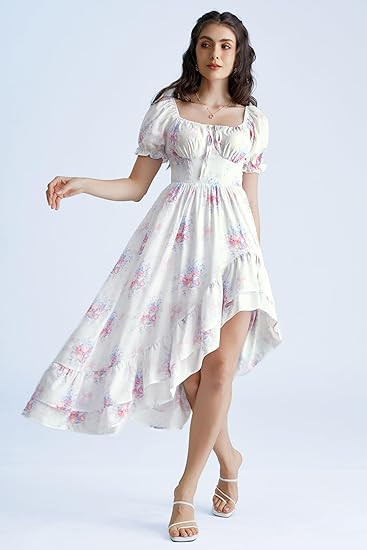 Scarlet Darkness Cottagecore Corset Dress Flowy Chiffon Floral Dresses for Women | Amazon (US)