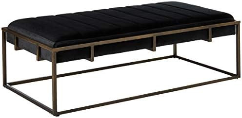 Christopher Knight Home Vassy Modern Velvet Ottoman Bench with Brass Finish, Black | Amazon (US)