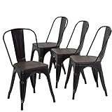 Metal Dining Chairs Set of 4 Patio Chairs Furniture Indoor Outdoor Chairs Kitchen Metal Chairs Stack | Amazon (US)