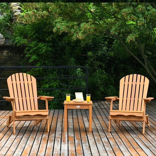 Topbuy Outdoor 3 Pieces Adirondack Chair Patio Furniture Set Eucalyptus Wood | Walmart (CA)