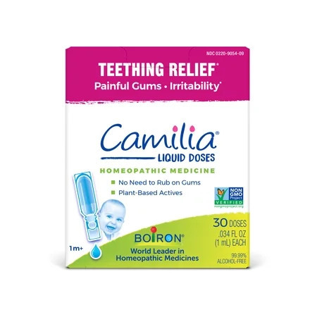 Boiron Camilia Teething Drops for Daytime and Nighttime Relief of Painful or Swollen Gums and Irritability in Babies, 30 Single Liquid Doses | Walmart (US)