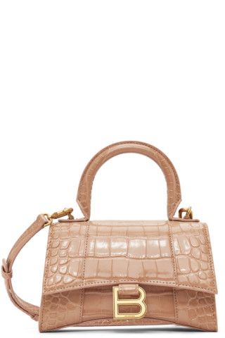 Balenciaga - Beige XS Hourglass Top Handle Bag | SSENSE
