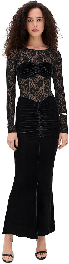 Bardot Women's Helenie Velour Lace Maxi Dress | Amazon (US)