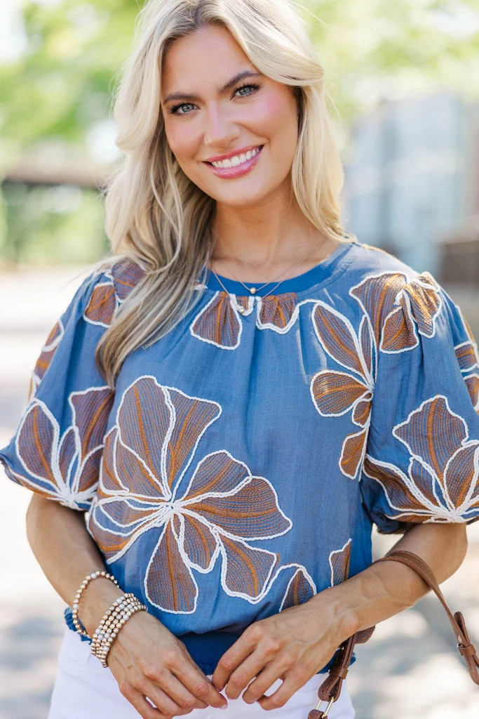 Styled In Stems Blue Floral Blouse | The Mint Julep Boutique