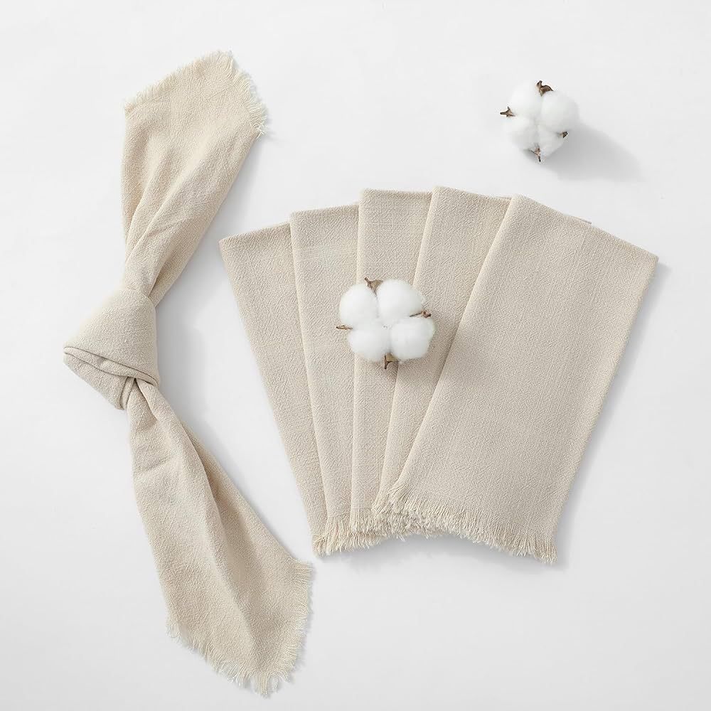 Chassic 18X18 Inches Handmade Cloth Napkins Set of 6, Reusable Cotton Linen Cloth Napkins Set wit... | Amazon (US)