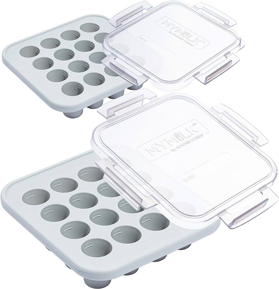 Souper Cubes MyMilk Baby Food Freezer Tray With Lid - 1/2 Oz Silicone Breast Milk Freezer Tray - ... | Amazon (US)