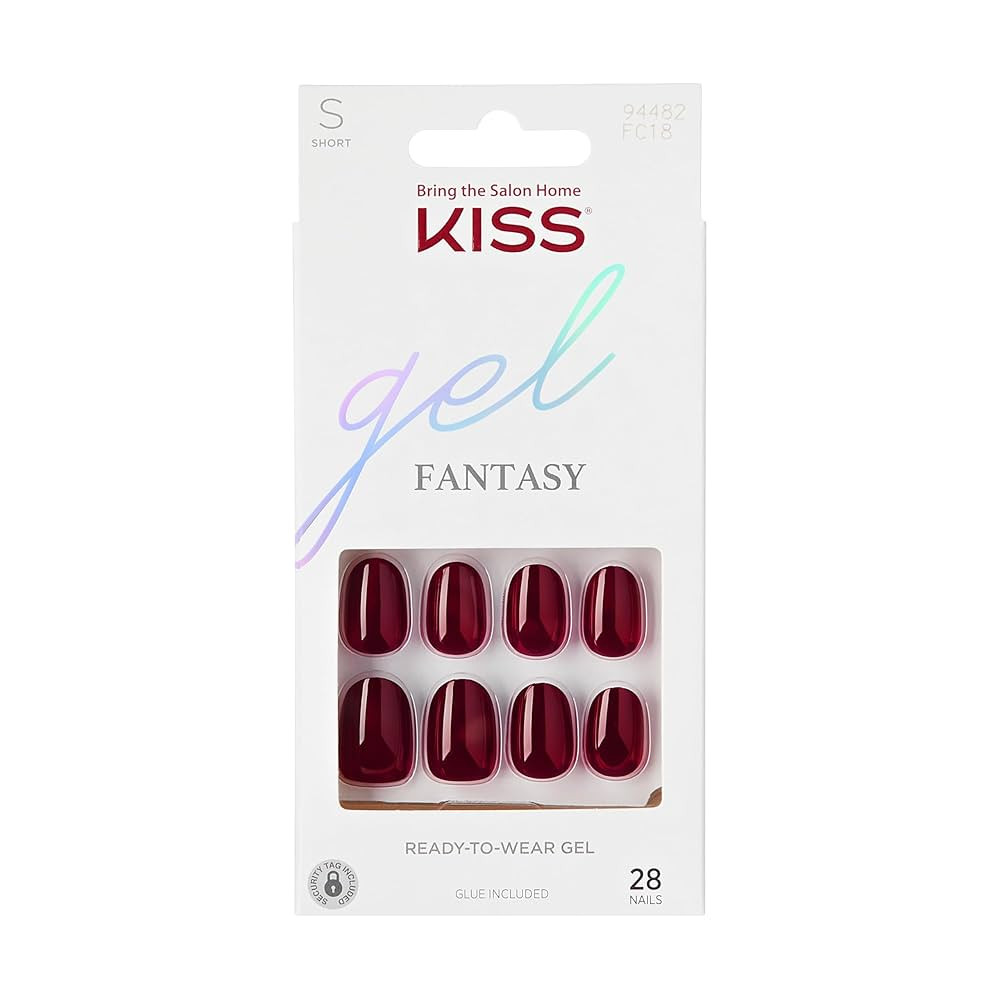 KISS Gel Fantasy, Press-On Nails, Nail glue included, 'One Call', Red, Short Size, Oval Shape, In... | Amazon (US)