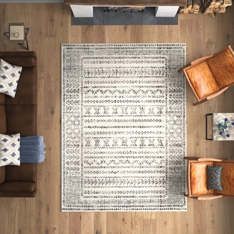 Kace Performance Gray/Black/Ivory Rug | Wayfair North America