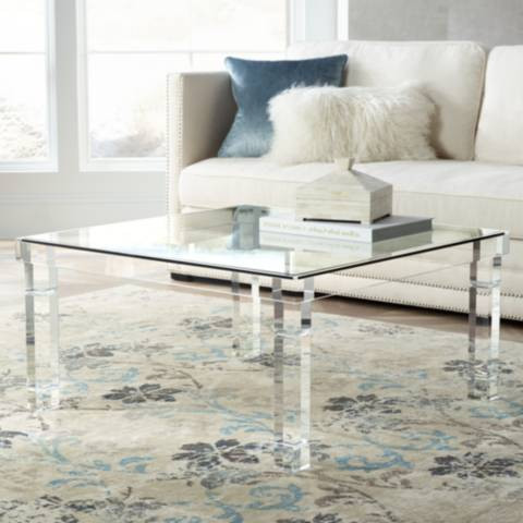 Bristol 36" Square Clear Acrylic and Glass Modern Coffee Table - #1G404 | Lamps Plus | Lamps Plus