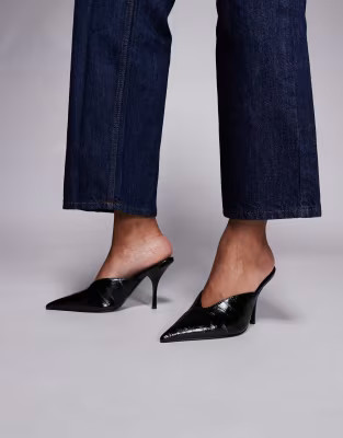ASOS DESIGN Pluto high heel mule in black | ASOS (Global)