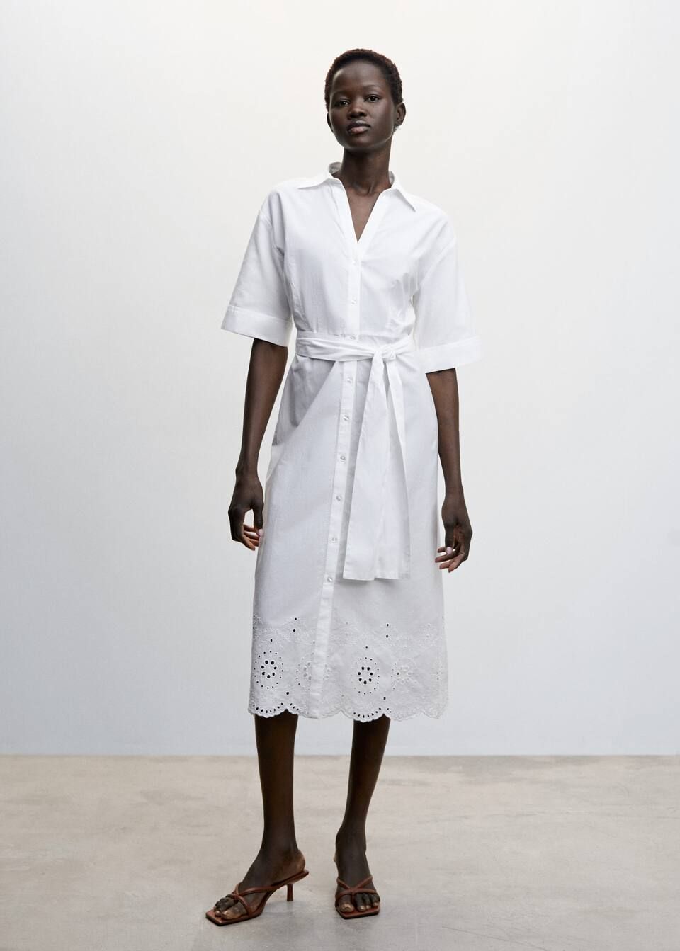 Swiss embroidered shirt dress | MANGO (US)