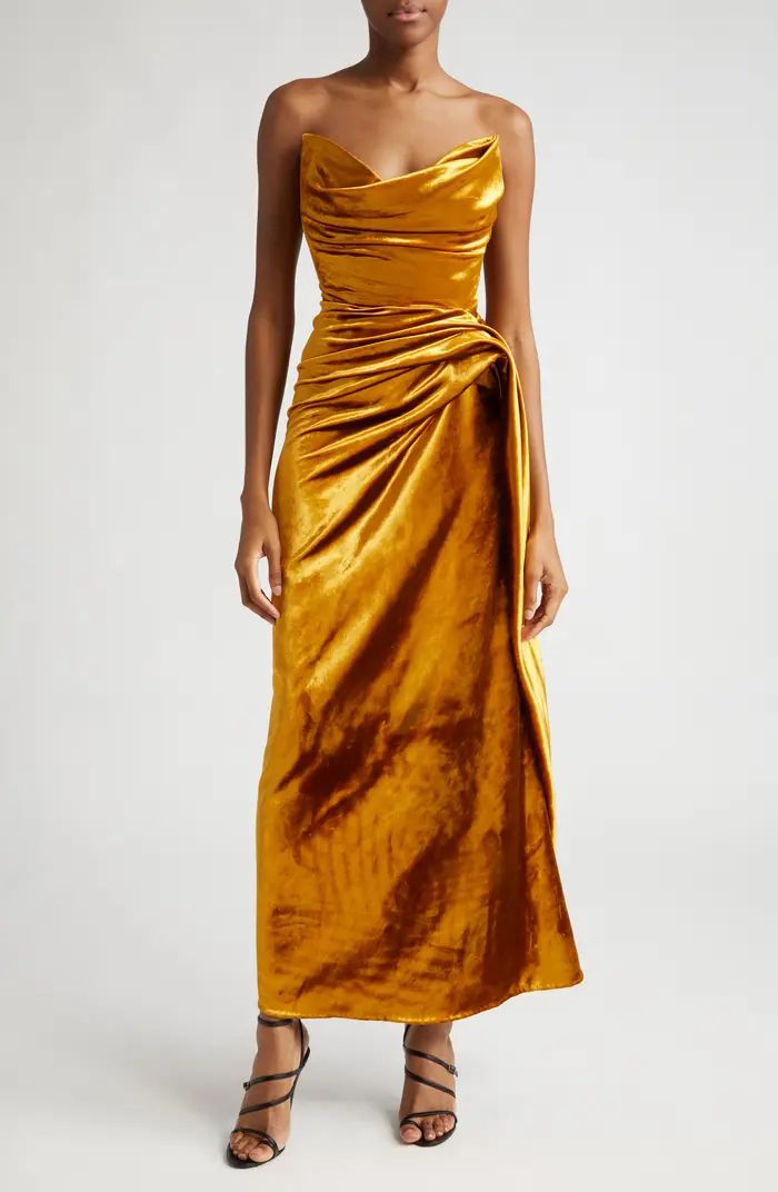 Strapless Shiny Velvet Gown | Nordstrom