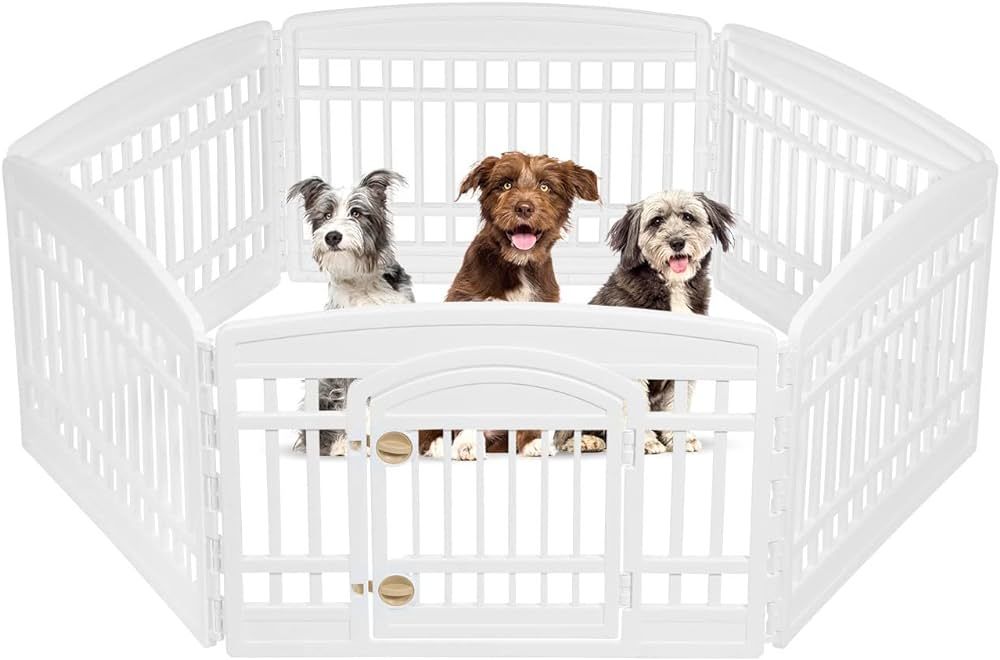 IRIS USA 24" Exercise 6-Panel Pet Playpen with Door, Dog Playpen, Puppy Playpen, for Small and Me... | Amazon (US)