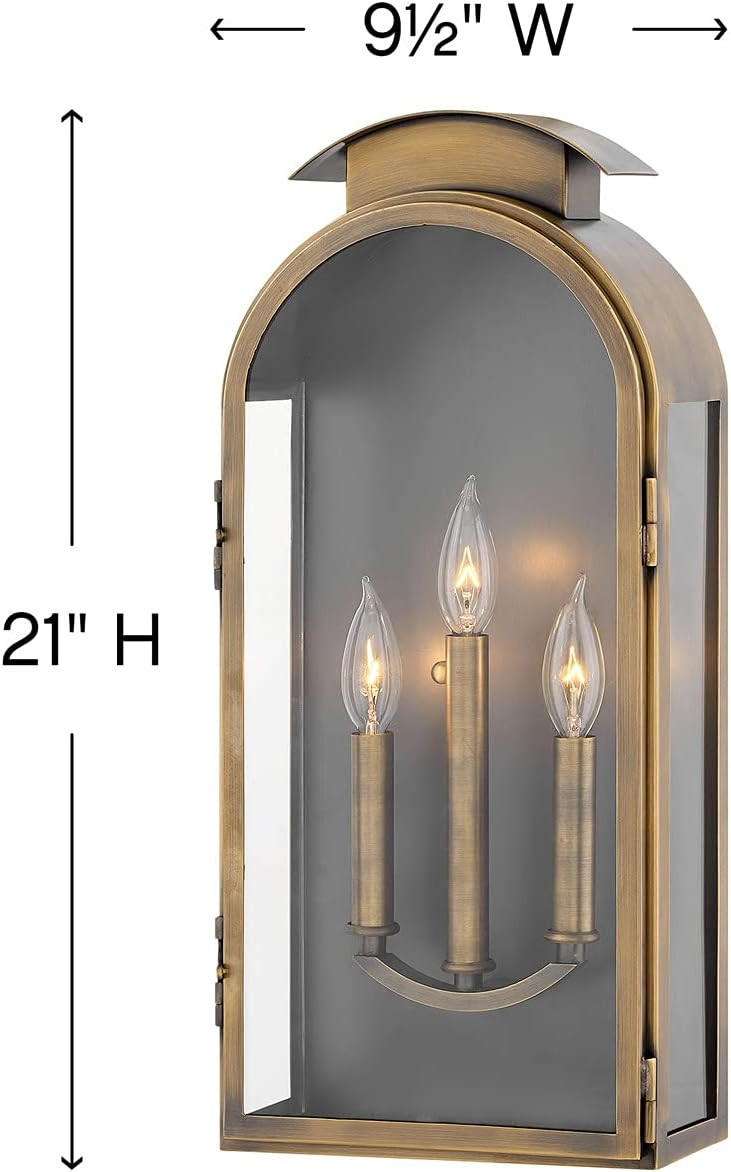 Hinkley Rowley Medium Wall Mount Outdoor Lantern - Heritage Collection, 3-Light, Traditional, Sol... | Amazon (US)