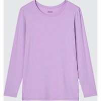 Uniqlo - Heattech Crew Neck Long Sleeved Thermal Top - Purple - XXS | UNIQLO (UK)