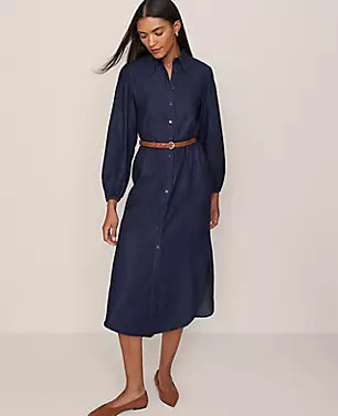 Chambray Column Midi Dress | Ann Taylor