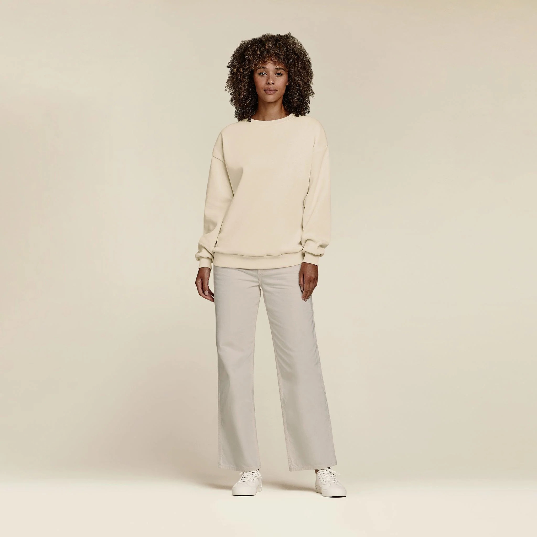 Women's Crewneck Sweatshirt - Bone - nuuds | nuuds