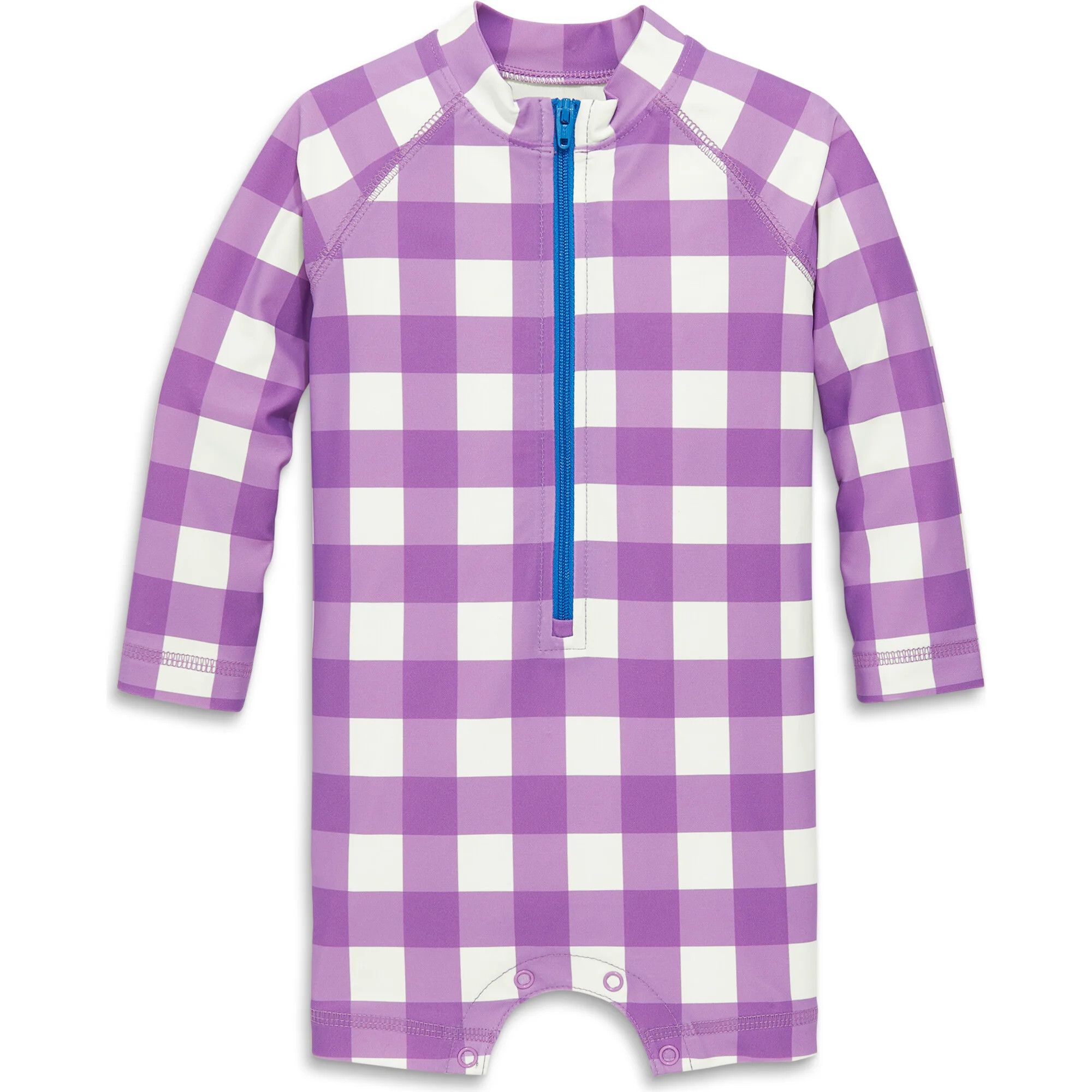 Baby One-Piece Rash Guard In Gingham, Lavender Medium Check | Maisonette