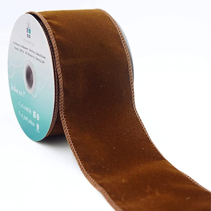 CT CRAFT LLC Plain Velvet Wired Ribbon for Home Decor, Gift Wrapping, DIY Crafts, 2.5” x 10 Yar... | Amazon (US)