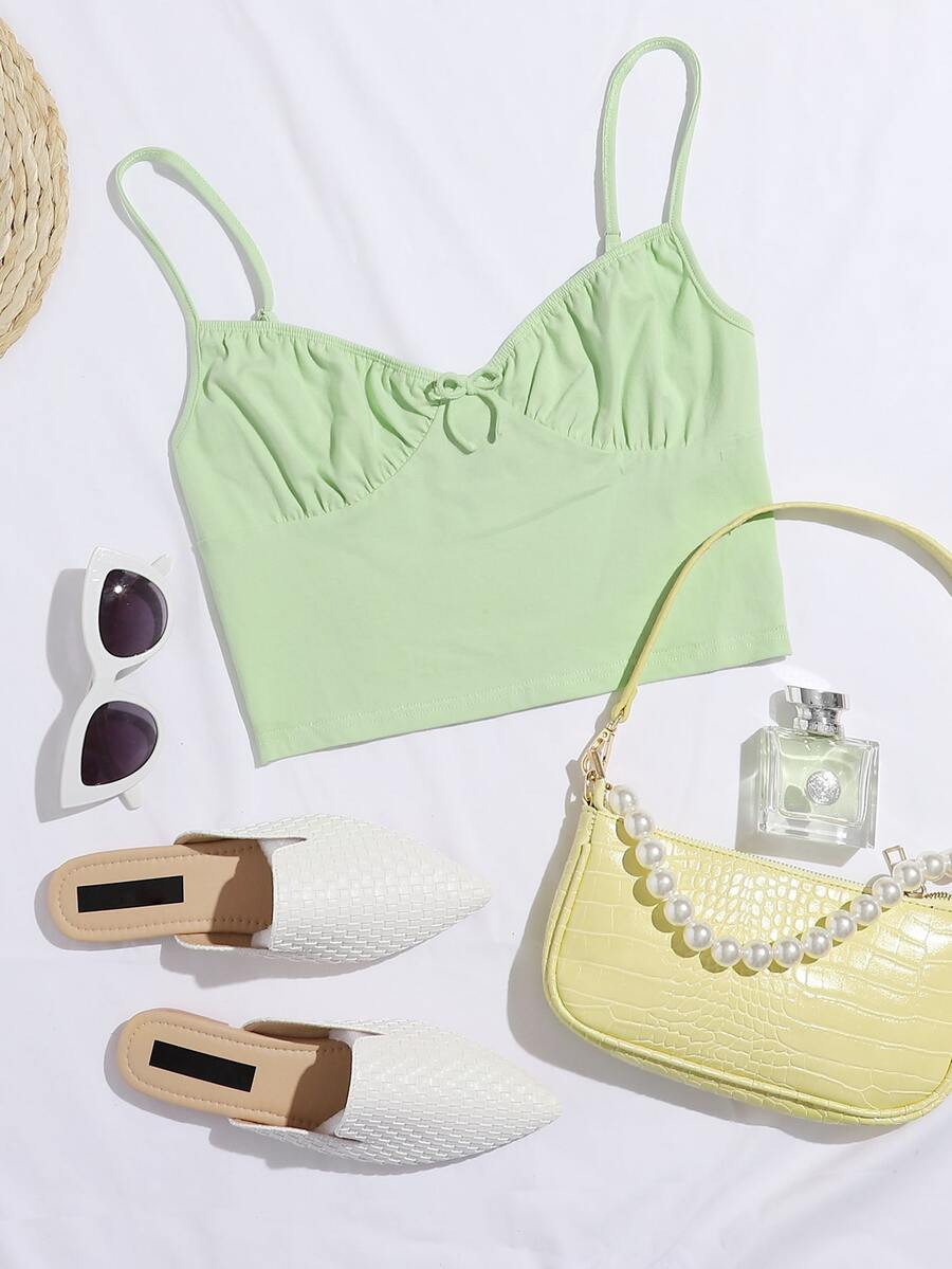 Bow Front Ruched Bust Cami Top | SHEIN