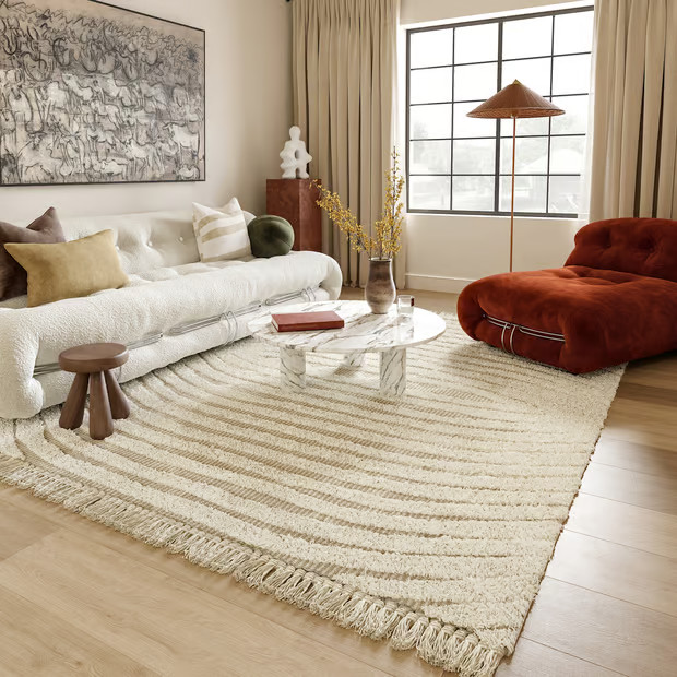 Ivory Riley Textured Shag Area Rug | Rugs USA