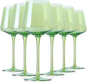 Physkoa Green Wine Glasses Set 6-16oz Modern Green Colored Wine Glasses with Tall Long Stem and F... | Amazon (US)