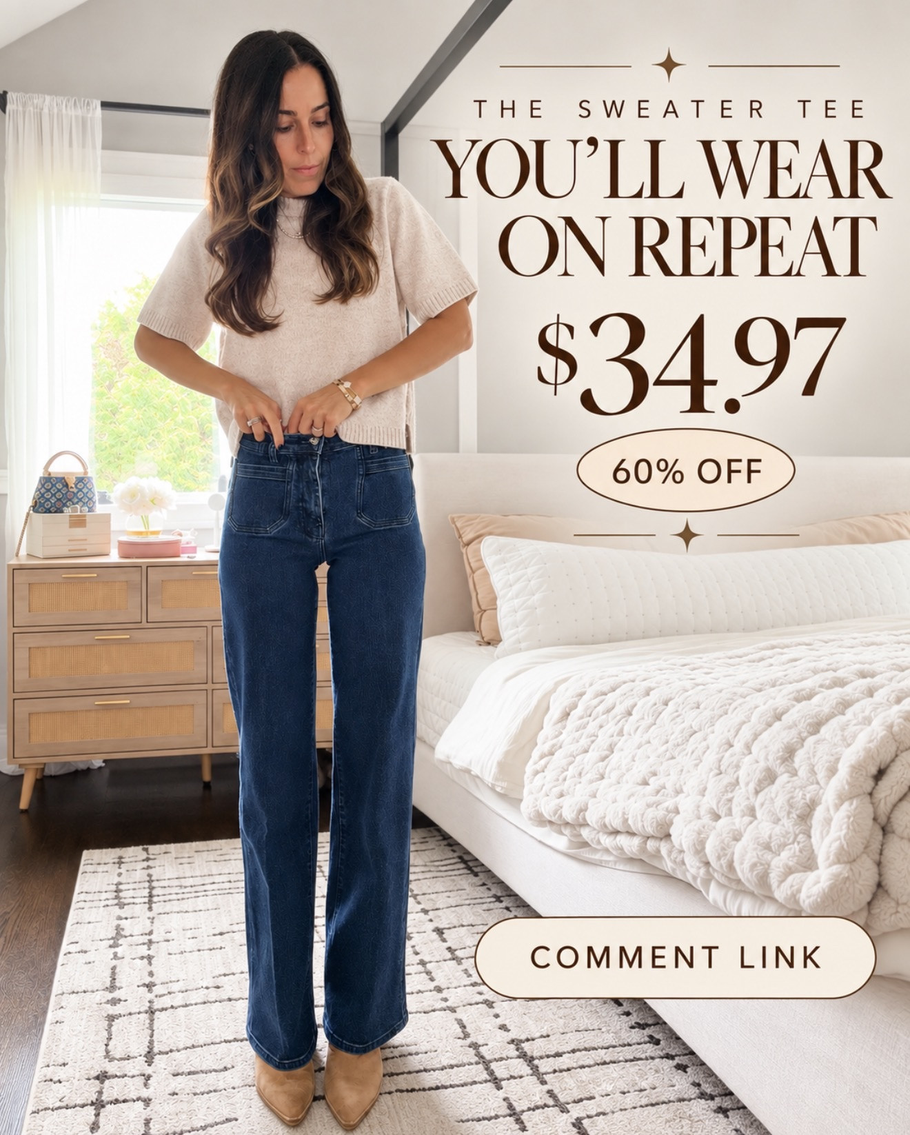 The sweater tee you’ll wear on repeat 🤍 It’s perfect for those in-between fall days—cozy, polished and easy with jeans. Currently $34.97 and 60% off!

Comment LINK and I’ll send it to you.

#LTKSaleAlert #LTKOver40 #LTKootd