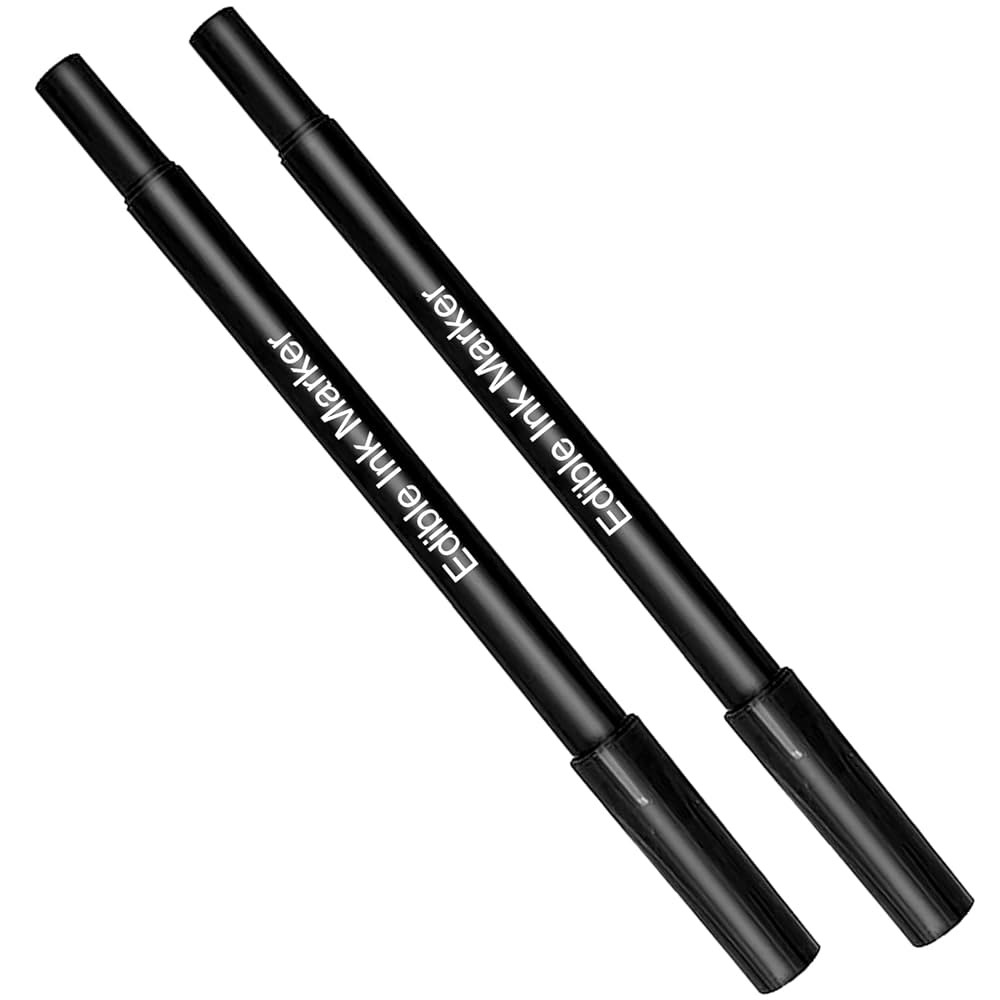 Edible Markers for Cookie Decorating, 2pcs Black Double Sided Extra Fine Tip Edible Pens, Food Gr... | Amazon (US)