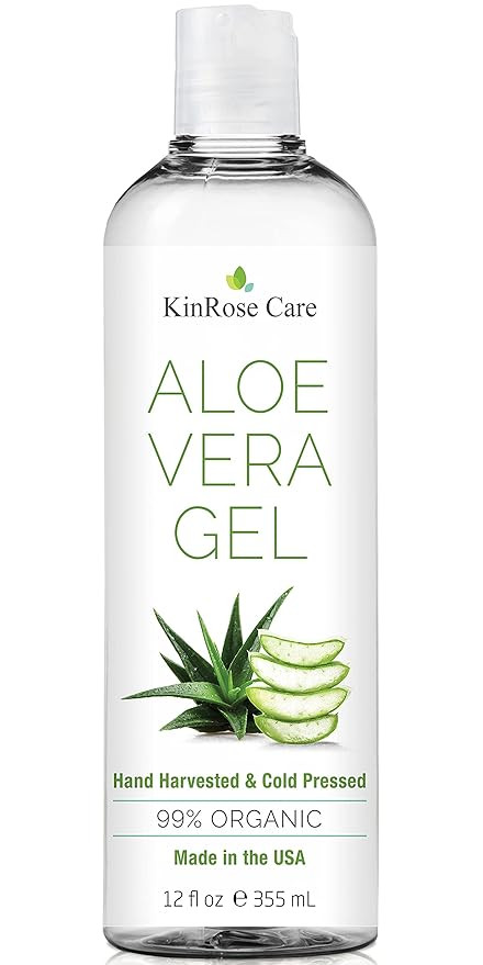 NEW 12oz Organic Aloe Vera Gel for Face, Skin, Hair & Sunburn Relief - by KinRose Care - From 100 Pe | Amazon (US)
