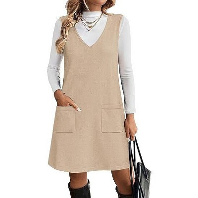Zeagoo Women's Sweater Vest Dresses for Women 2025 V Neck Sleeveless Knit Pullover Sweater with Pockets Fall Winter Outfits Stb S | Target