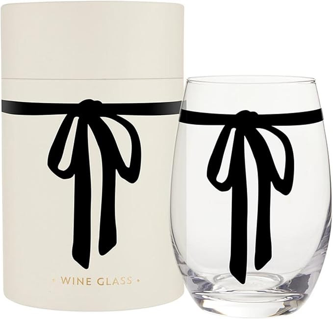 Santa Barbara Design Studio Holiday Stemless Wine Glass with Gift Box, Holds 17 Fluid Ounces, Bla... | Amazon (US)