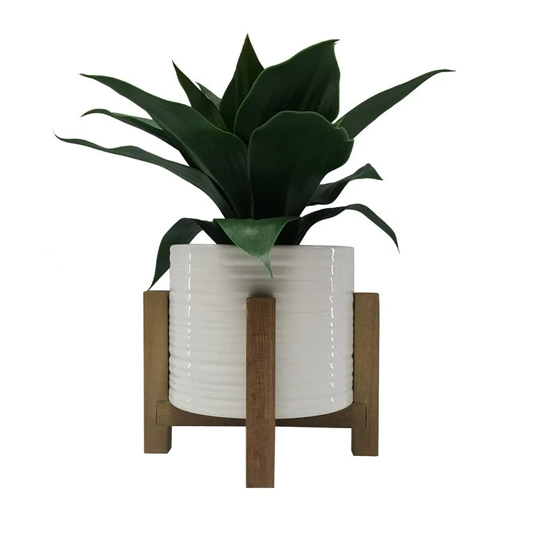 Better Homes & Gardens 10" Artificial Agave Plant in White Ceramic Pot with Wood Stand | Walmart (US)