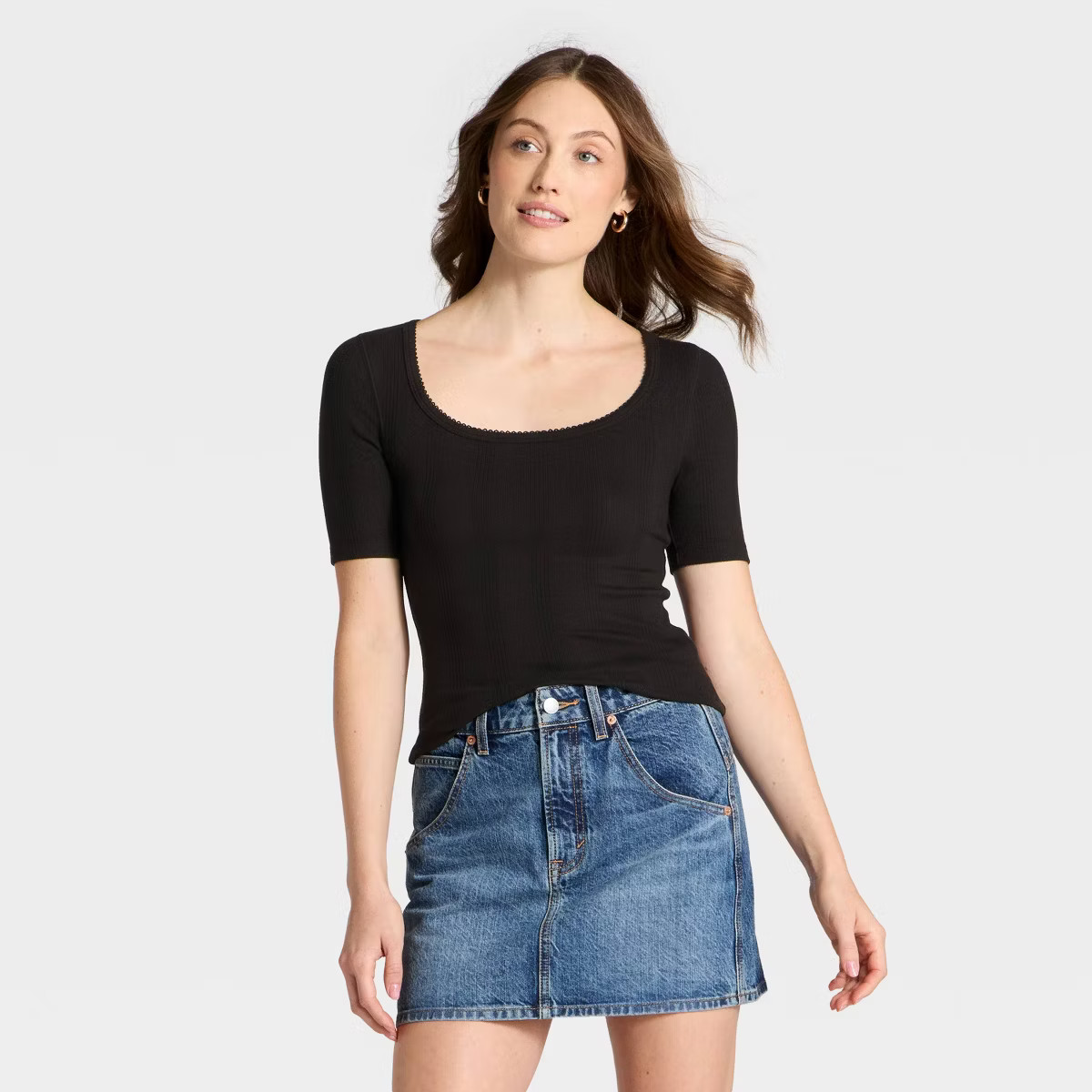 Women's Short Sleeve Scoop Neck Pointelle Blouse - Universal Thread™ | Target