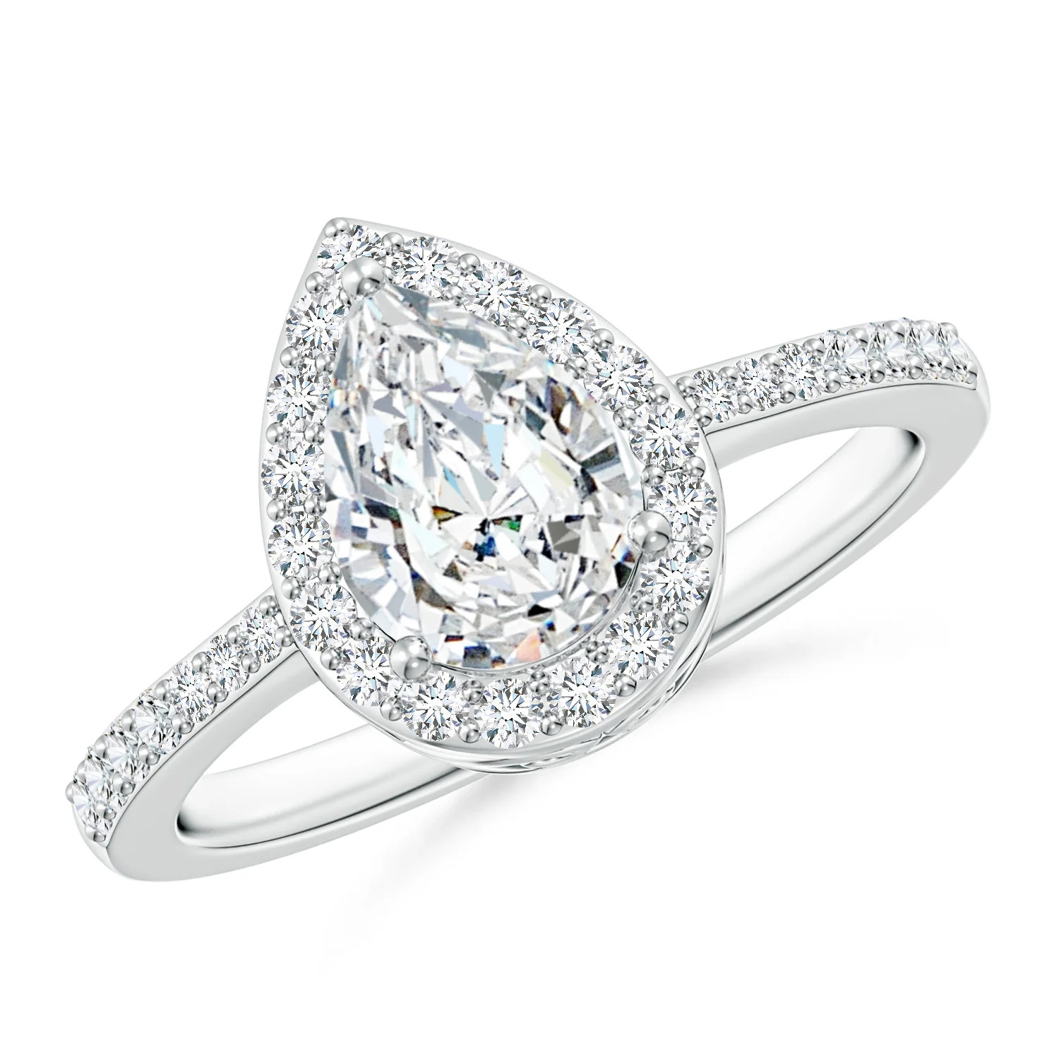 Lab-Grown Pear Diamond Ring with Halo | Angara | Angara US
