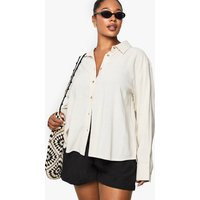 Womens Plus Premium Linen Oversized Shirt - Beige - 20 | boohoo (US & Canada)