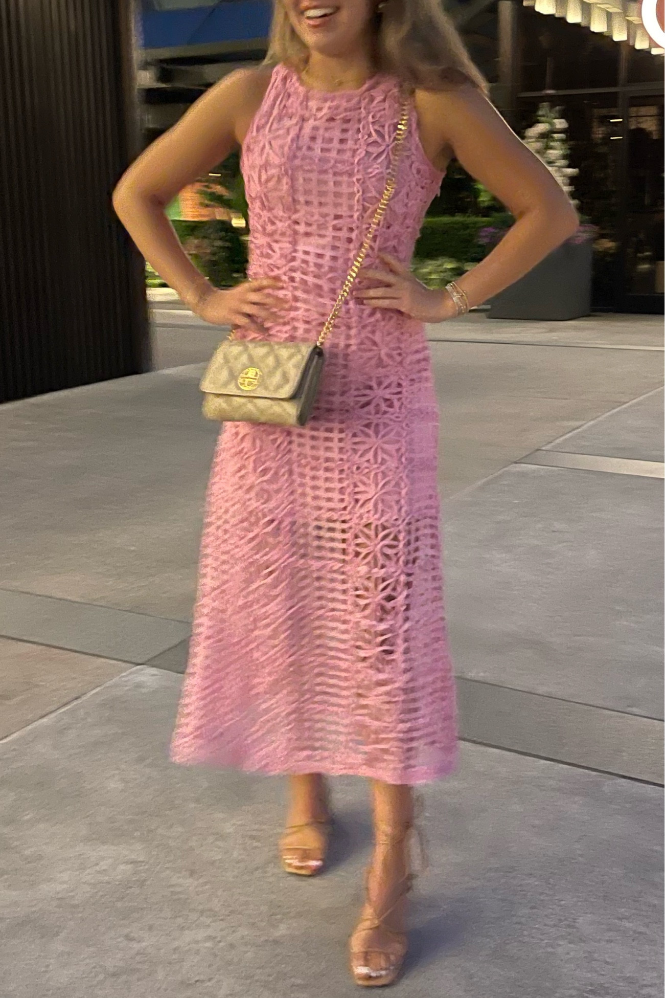 21st bday dinner💖 This post isn’t the most helpful but this dress is the brand Let Me Be, shoes are Windsor, bag is Tory Burch, necklace and bracelets are enewton and earrings are gorijana ✨✨✨