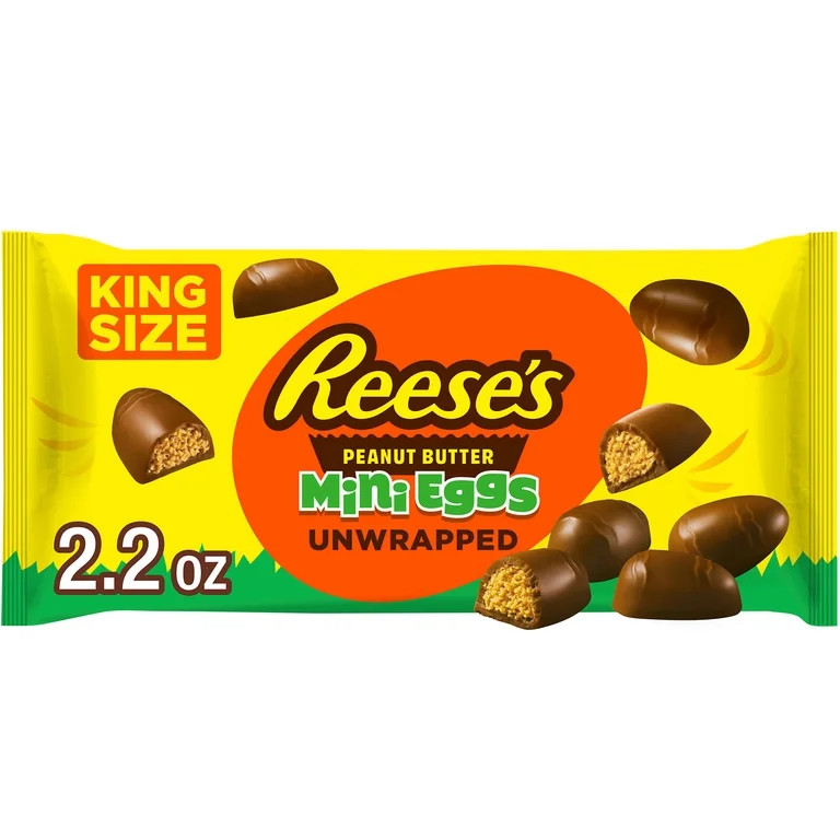 Reese's Unwrapped Chocolate King Size Peanut Butter Creme Mini Eggs, Easter Candy Bag, 2.2 oz | Walmart (US)
